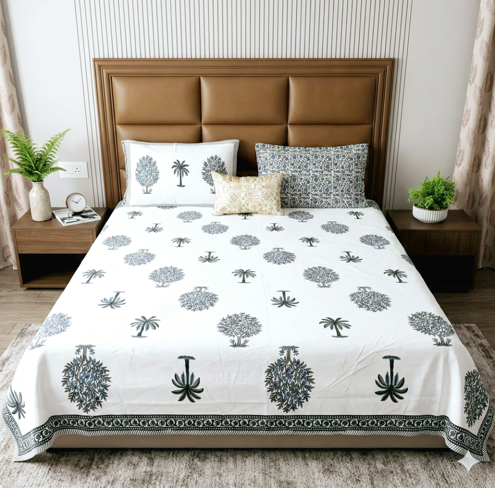 Image of Grey Orchard King Size Bedsheet