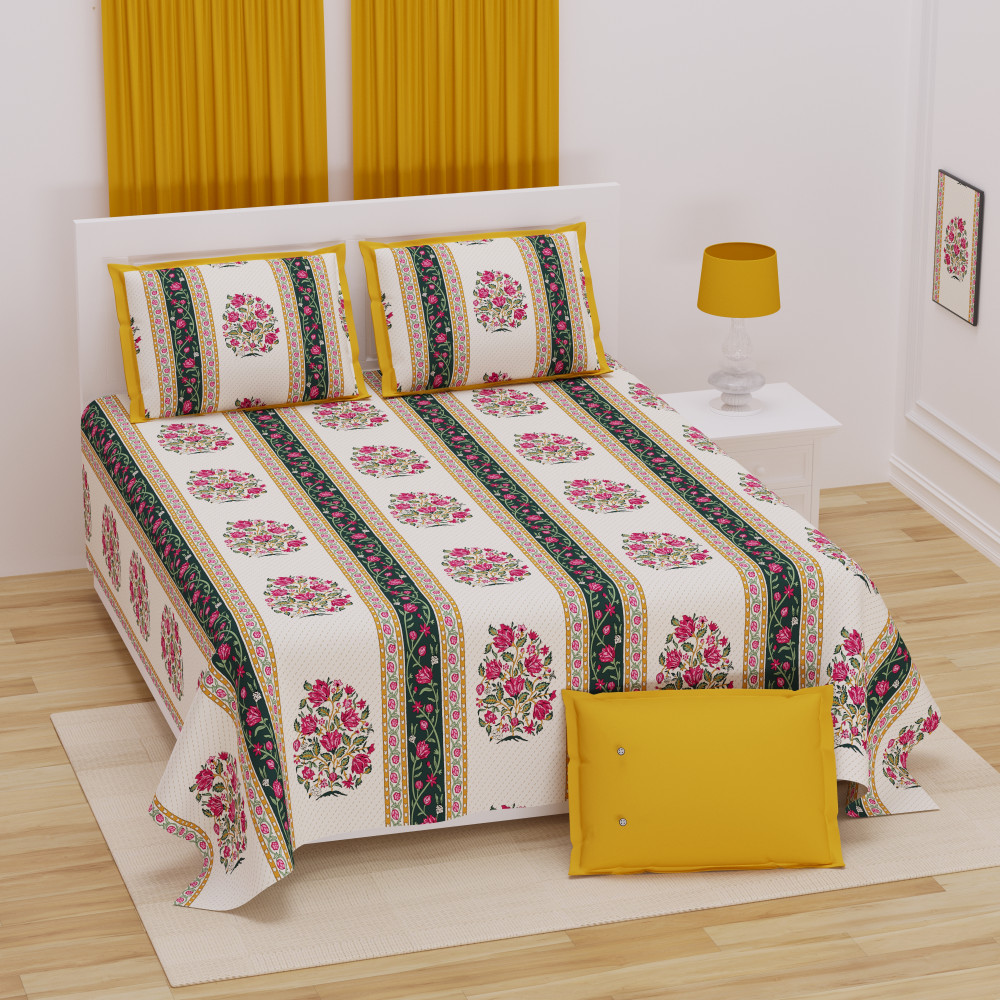 Image of Gulaab Bagh Pure Cotton Super King Size Bedsheet