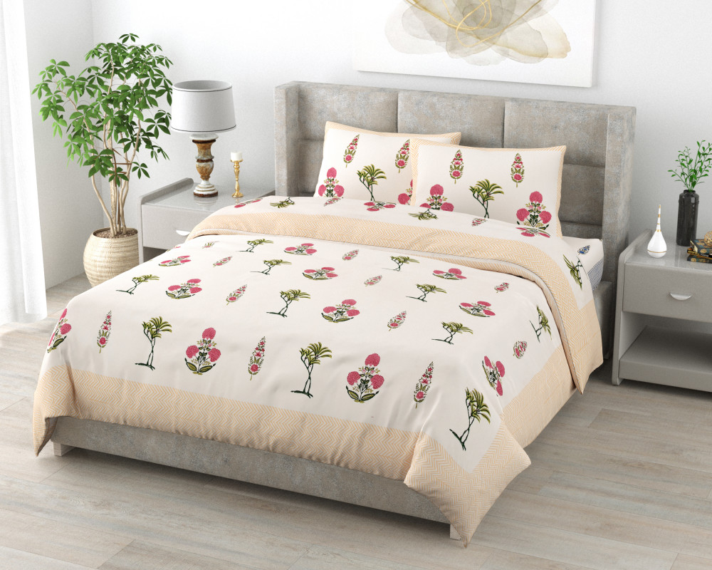Image of Gulbaag Buti Pure Cotton Super King Size Bedsheet