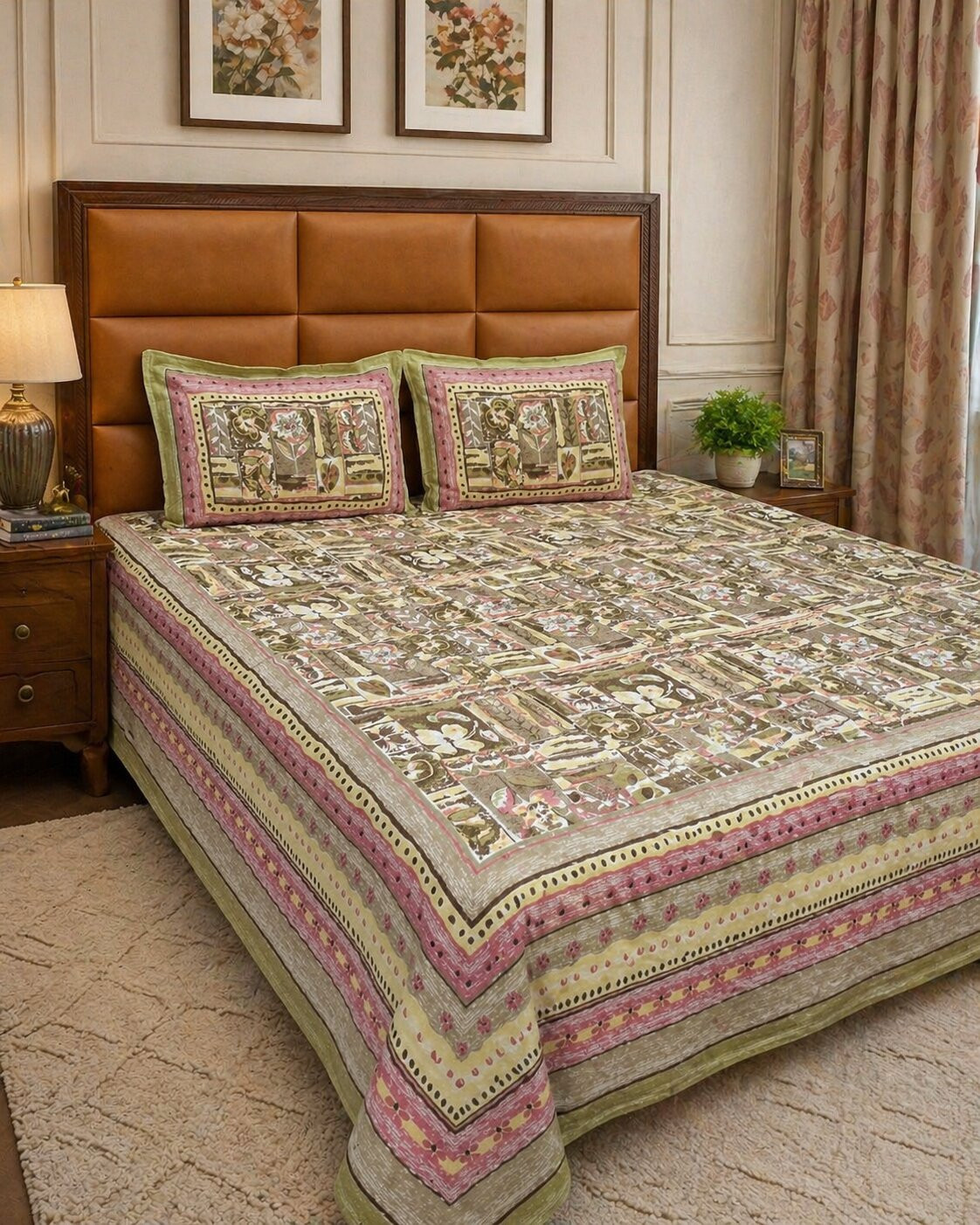 Heritage Mosaic  Pure Cotton Super King Size Bedsheet