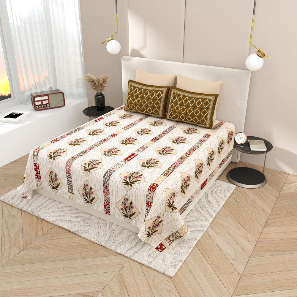 Image of Heritage Patch Pure Cotton Super King Size Bedsheet
