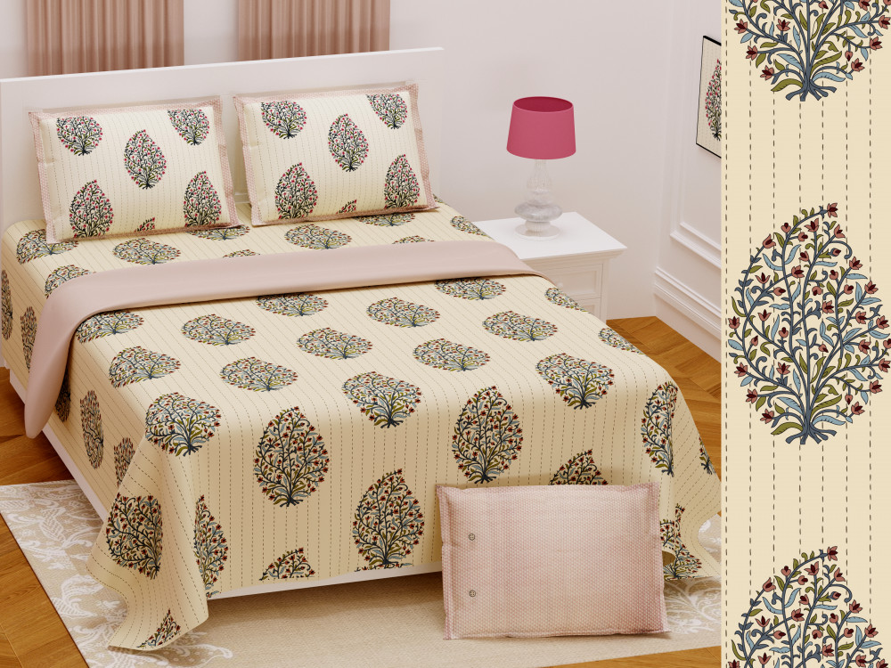 Image of Heritage Tree Pure Cotton Super King Size Bedsheet