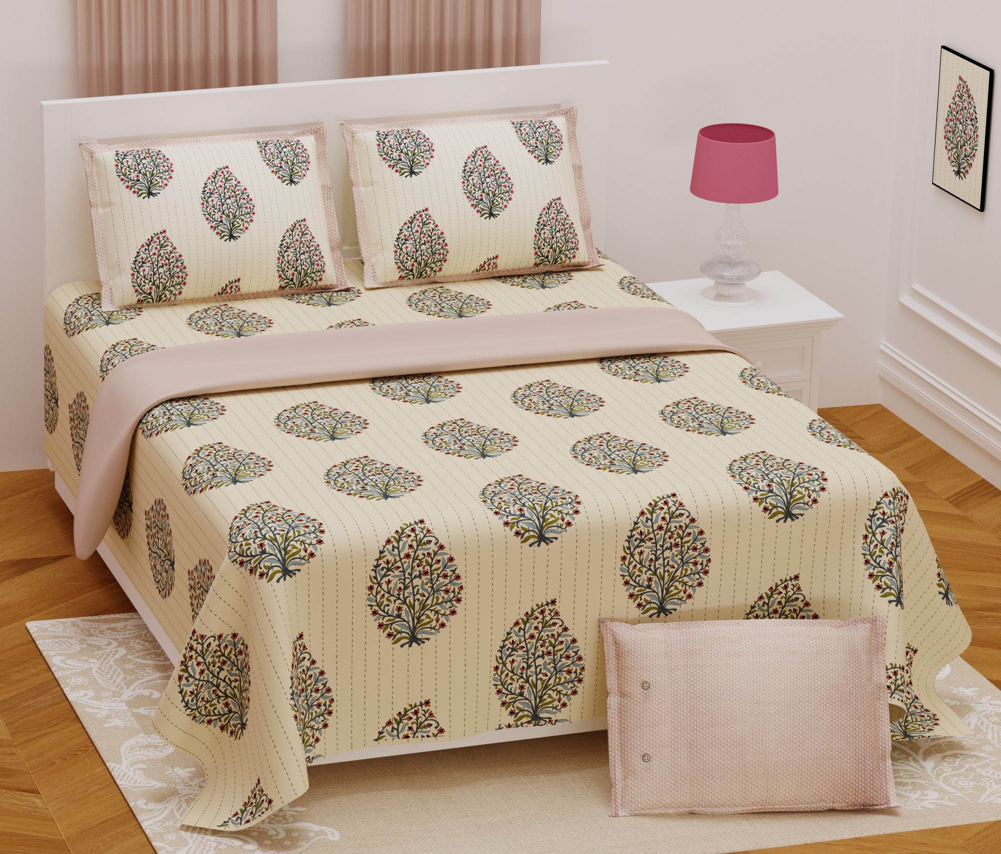 Heritage Tree Pure Cotton Super King Size Bedsheet
