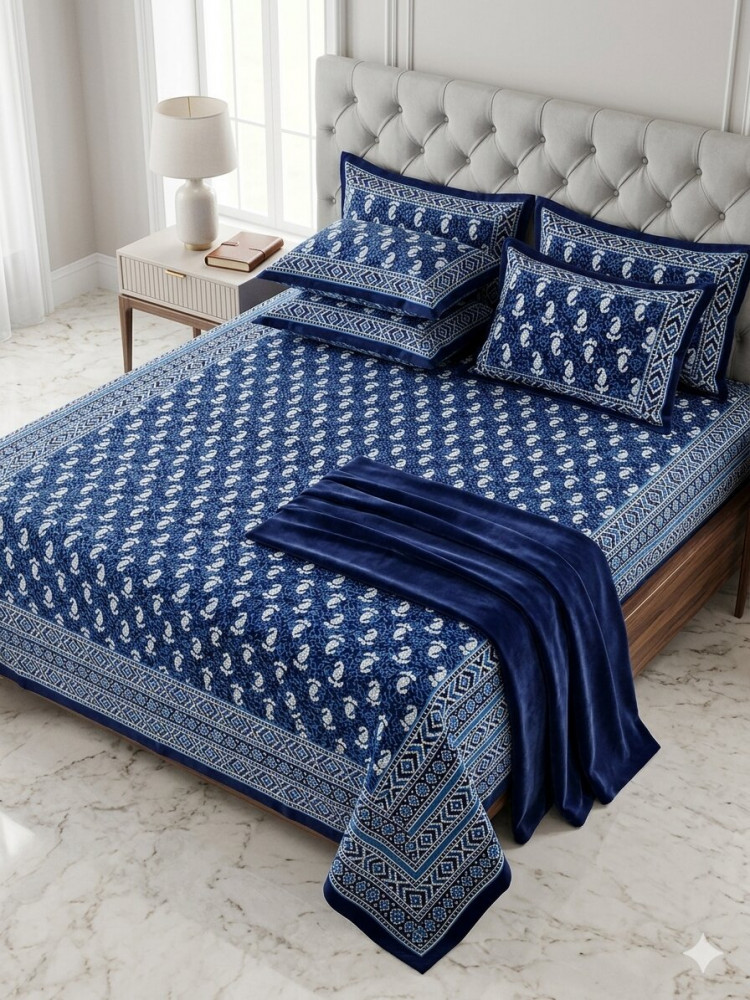 Image of Indigo Buti Queen Size Bedsheet
