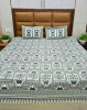 Indigo Palm Block  Pure Cotton Super King Size Bedsheet