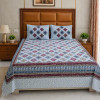 Indigo Tiles  Pure Cotton Super King Size Bedsheet