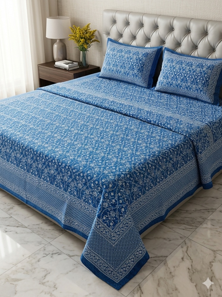 Image of Indigo Vine King Size Bedsheet