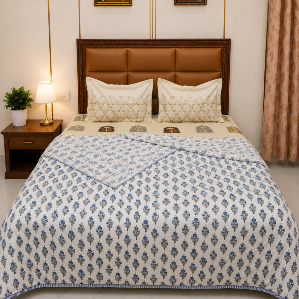 Image of Neel Buti Pure Cotton Reversible Dohar | Double Bed 90x108 inches