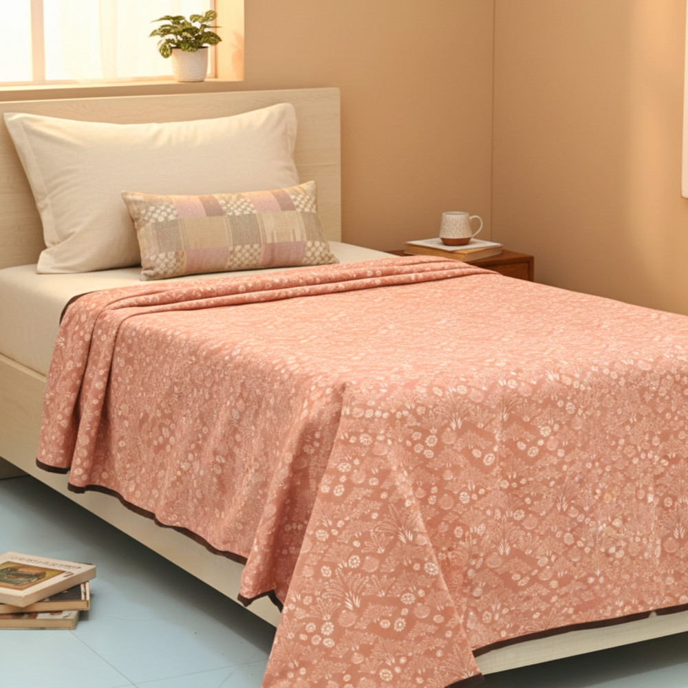 Image of Rose Mist Pure Cotton Reversible Dohar | Single Bed 60 x 90 inches
