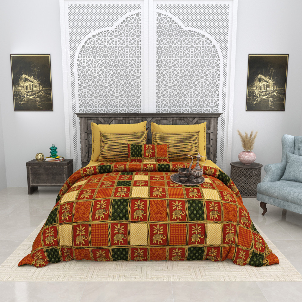 Image of Kesari Gajraj Pure Cotton Super King Size Bedsheet