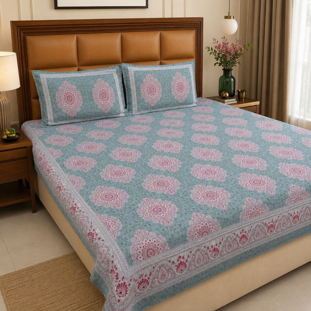 Image of Lavanya Pure Cotton Queen Size Bedsheet