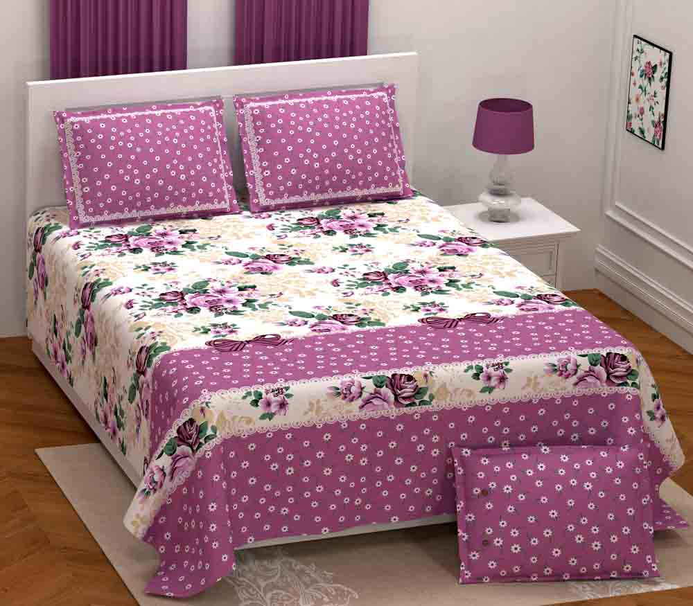 Image of Lavender Bloom Pure Cotton Super King Size Bedsheet