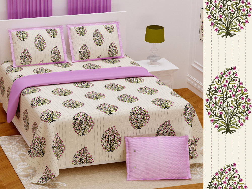 Image of Lilac Grove Pure Cotton Super King Size Bedsheet
