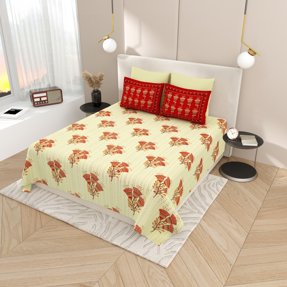Image of Marigold Pure Cotton Super King Size Bedsheet
