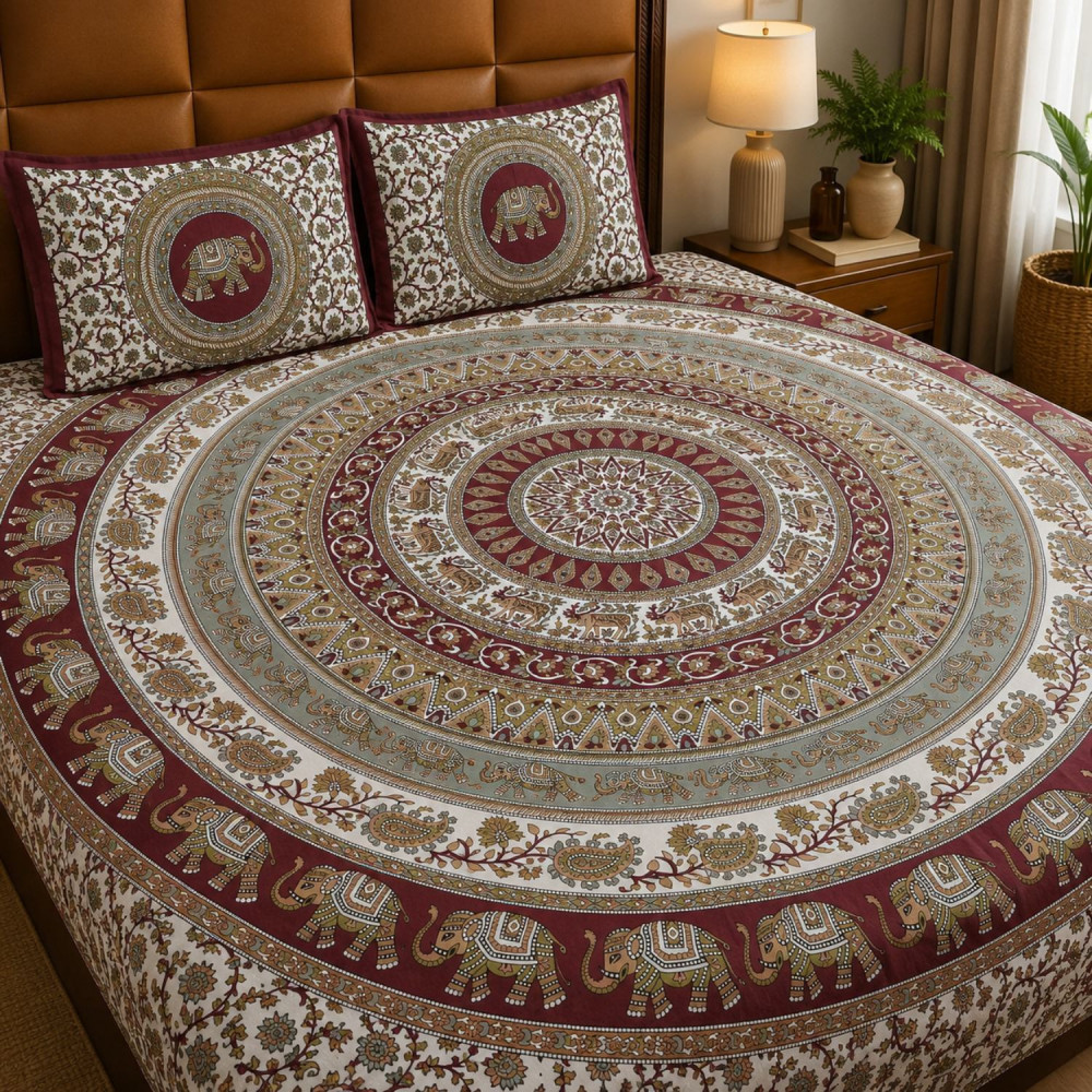 Image of Meher  Mandala Pure Cotton Queen Size Bedsheet