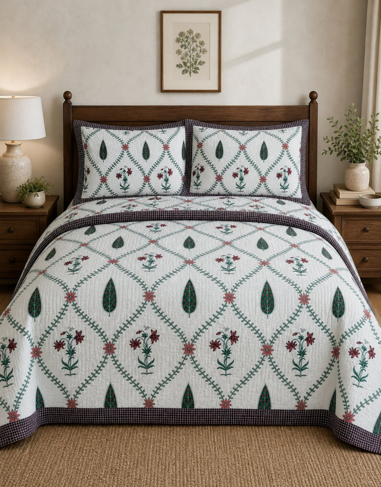 Image of Mint Green Pure Cotton Quilted Bedcover
