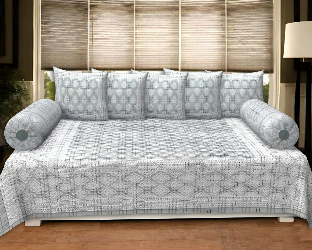Image of Mint Lattice 8 Pcs Premium Diwan set
