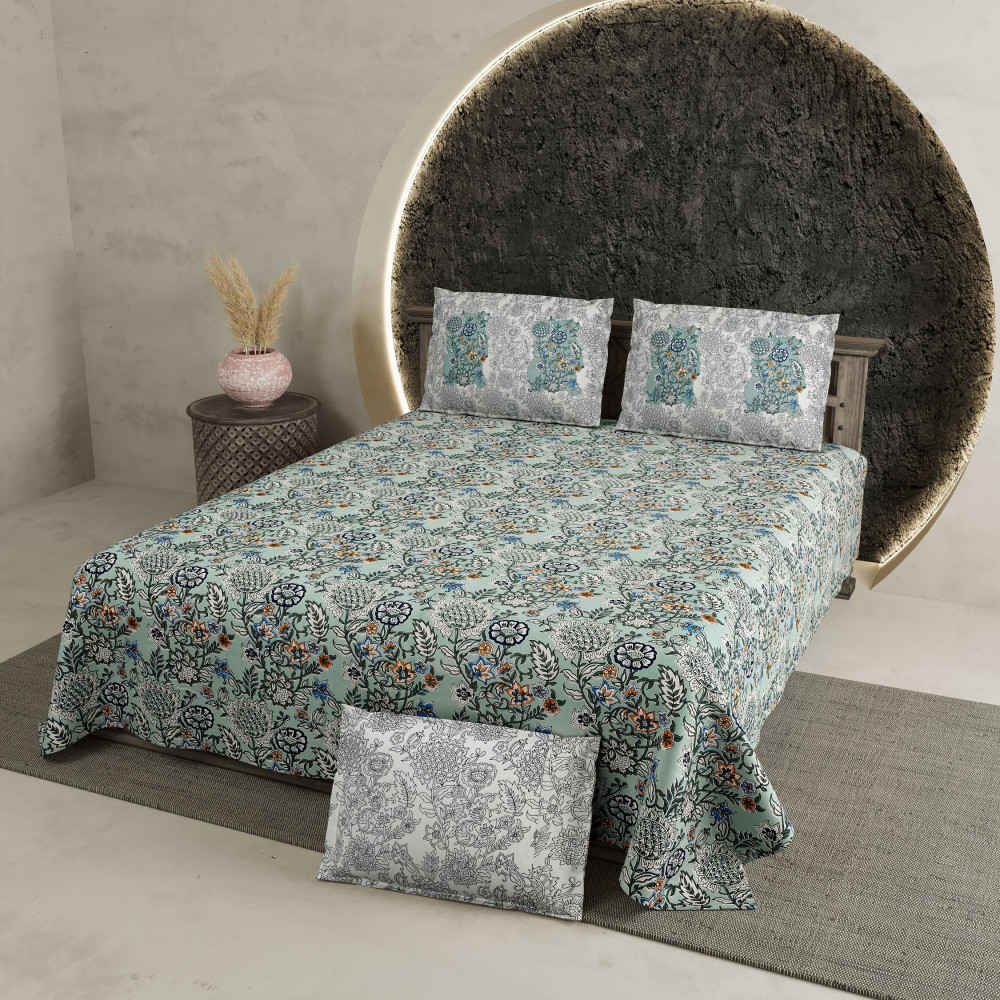 Image of Mint Serenity Pure Cotton Super King Size Bedsheet