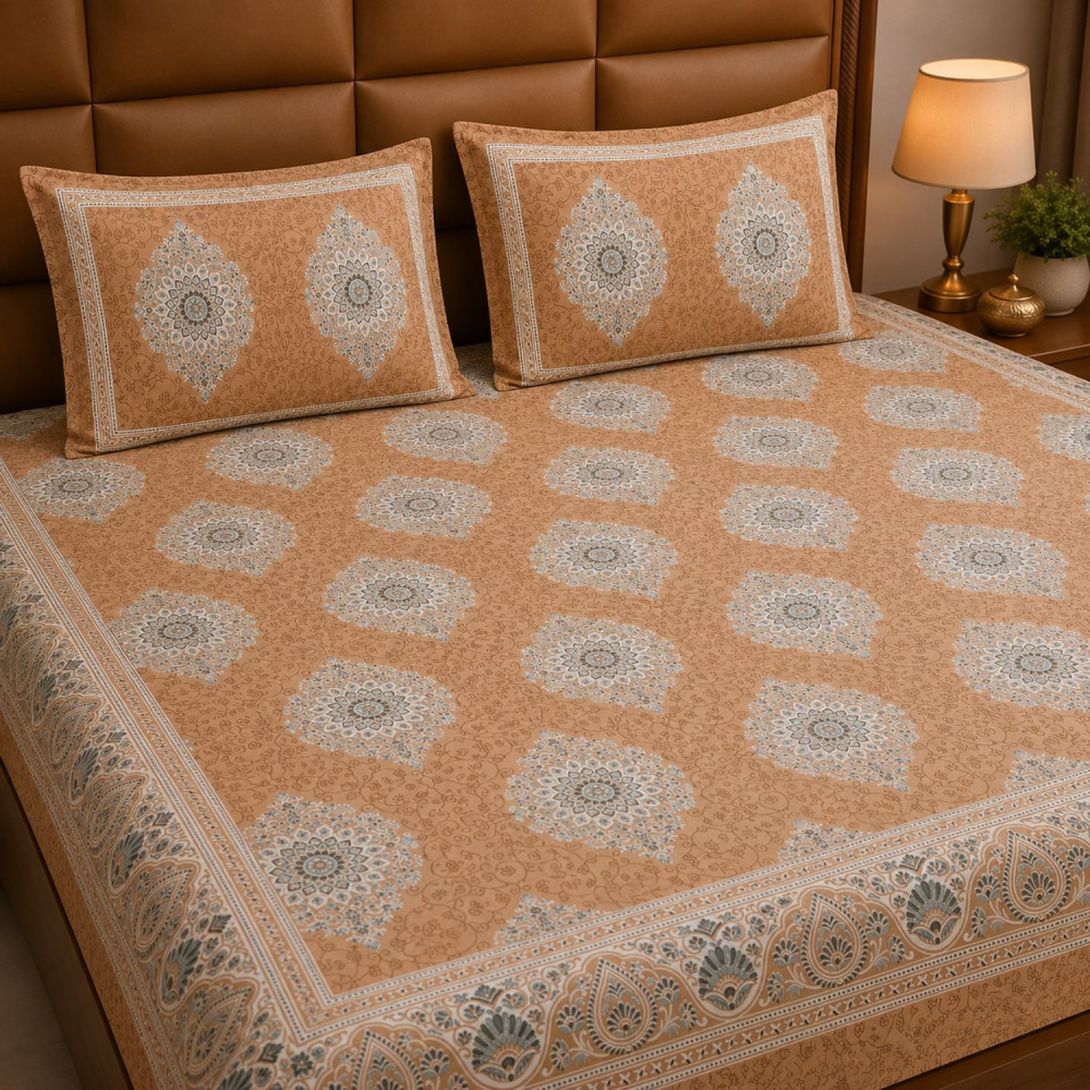 Image of Mridula Pure Cotton Queen Size Bedsheet'