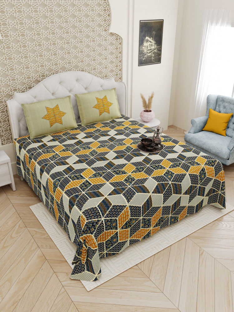 Image of Neel Patch Pure Cotton Super King Size Bedsheet