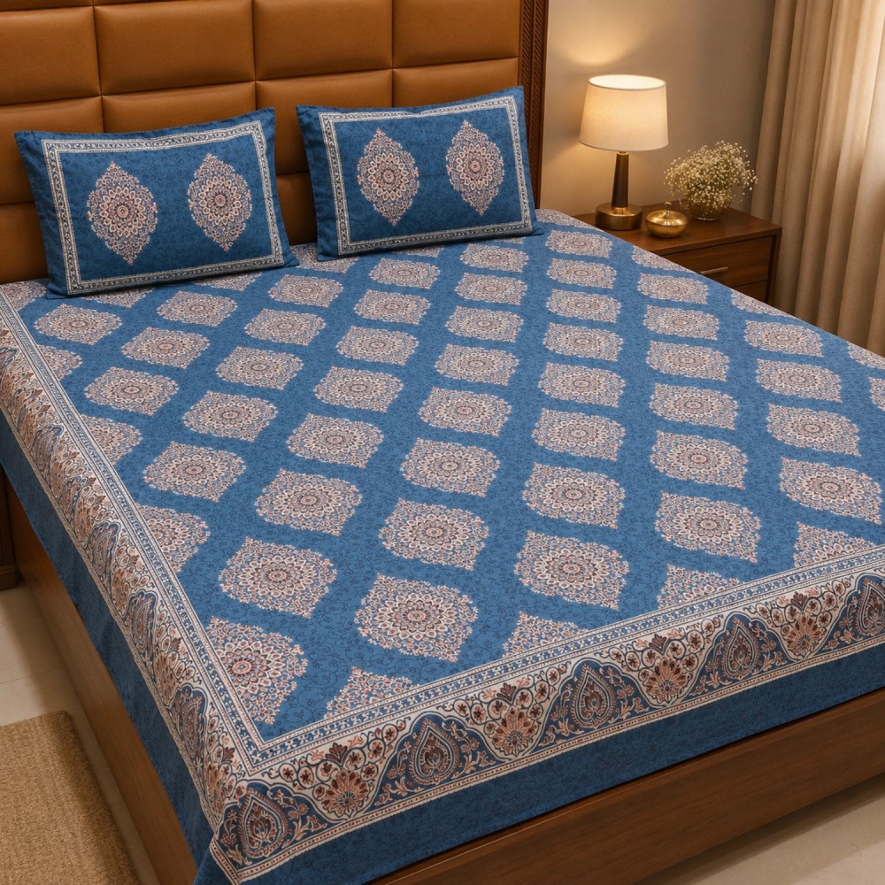 Image of Neelanjana  Pure Cotton Queen Size Bedsheet