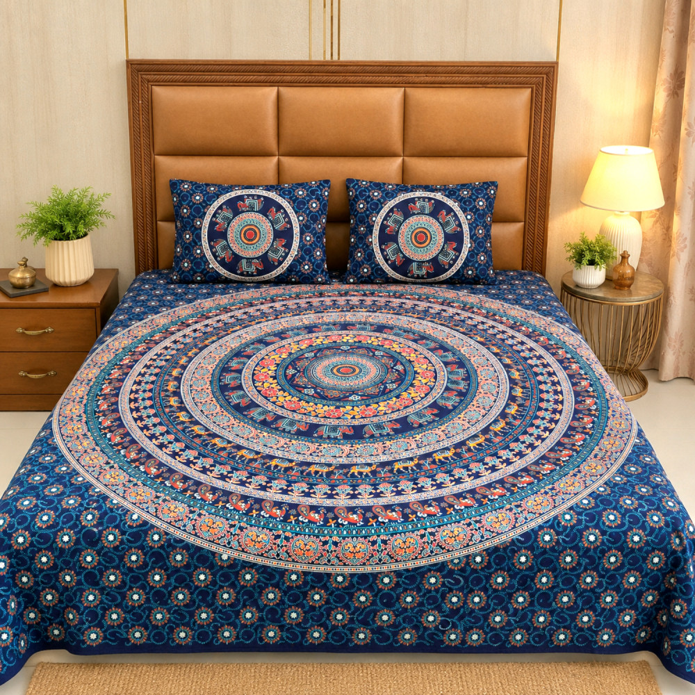 Image of Neel Mandala Pure Cotton Queen Size Bedsheet