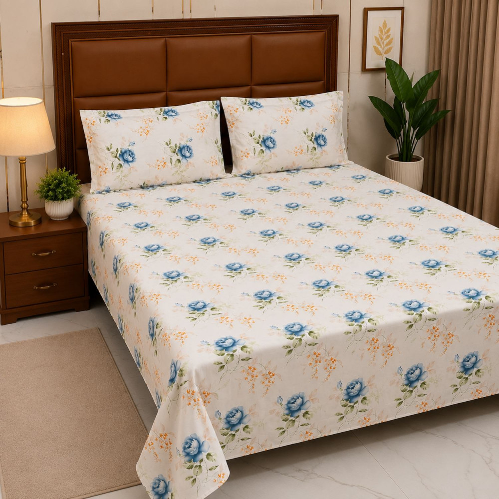 Image of Neelpushp Pure Cotton Super King Size Bedsheet