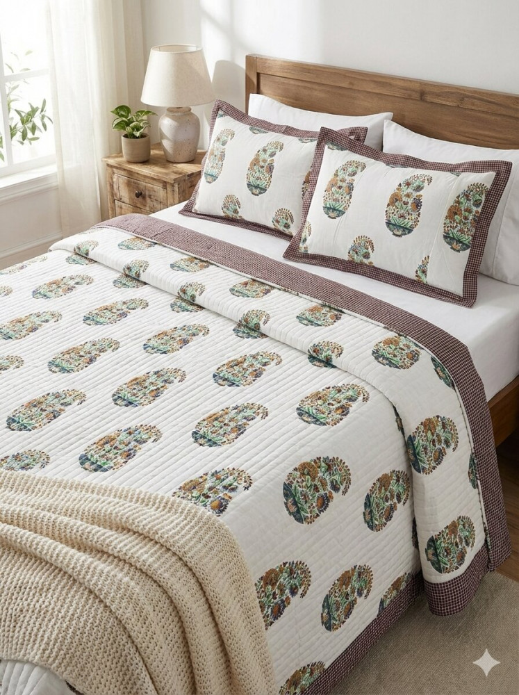 Image of Paisley Boota Pure Cotton Quilted Bedcover
