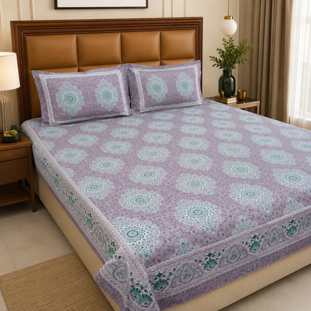 Image of Pallavi Pure Cotton Queen Size Bedsheet
