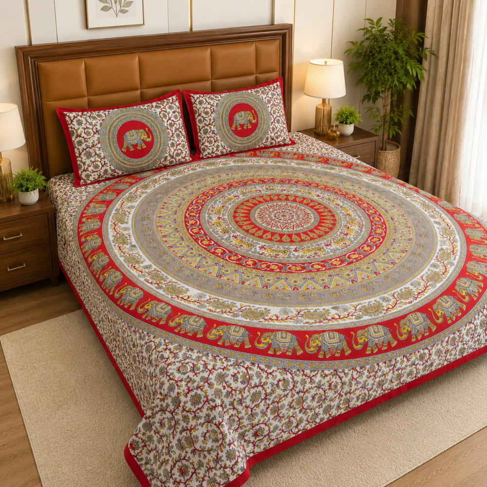 Image of Rajrani  Mandala Pure Cotton Queen Size Bedsheet