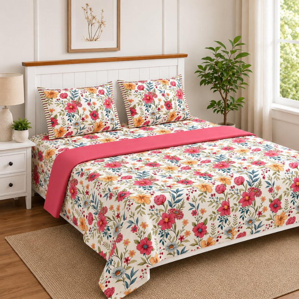 Image of Rangbahar Super King Size Twill Cotton Bedsheet