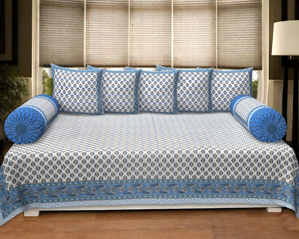Image of Royal Blue  8 Pcs Premium Diwan set