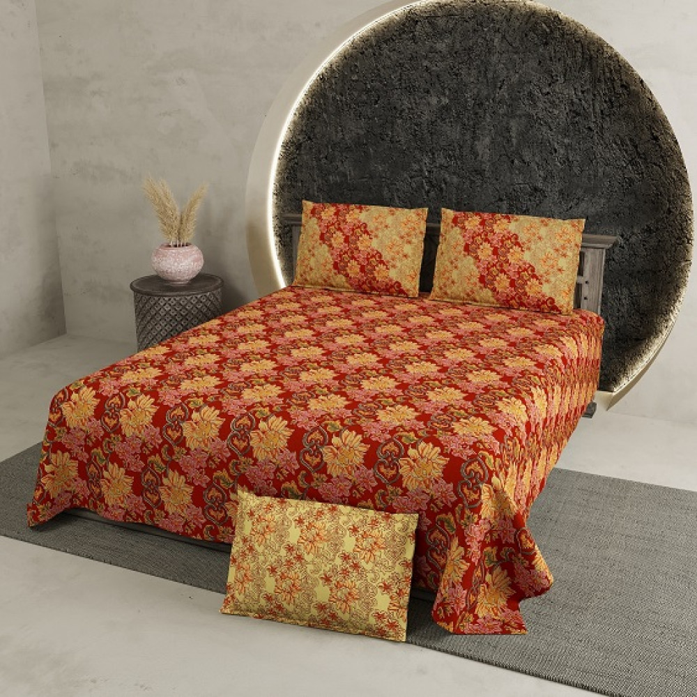 Image of Royal Crimson Pure Cotton Super King Size Bedsheet