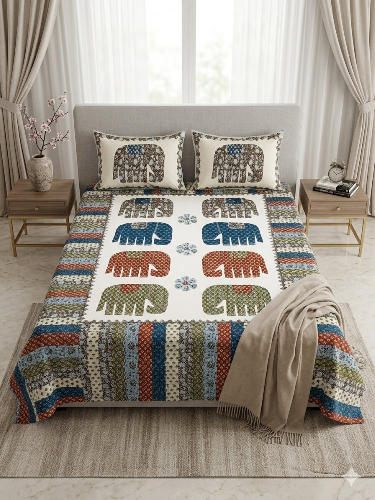 Image of Royal Elephant King Size Bedsheet