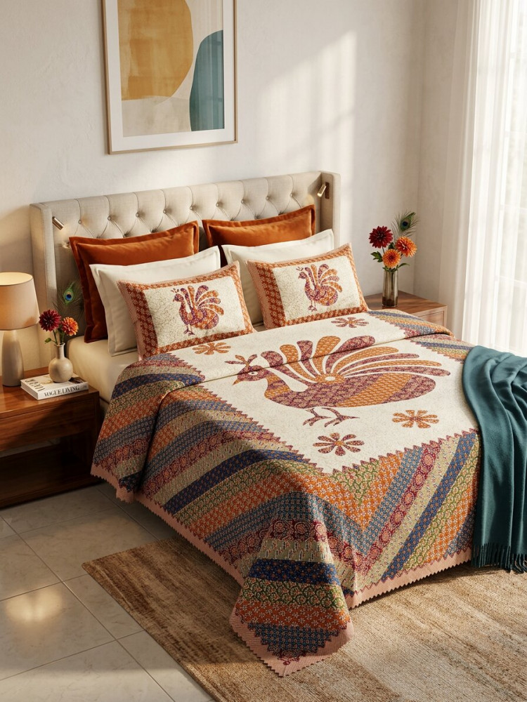 Image of Royal Peacock Barmeri  King Size Bedsheet