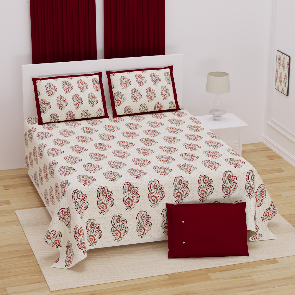 Image of Ruby Paisley Pure Cotton Super King Size Bedsheet