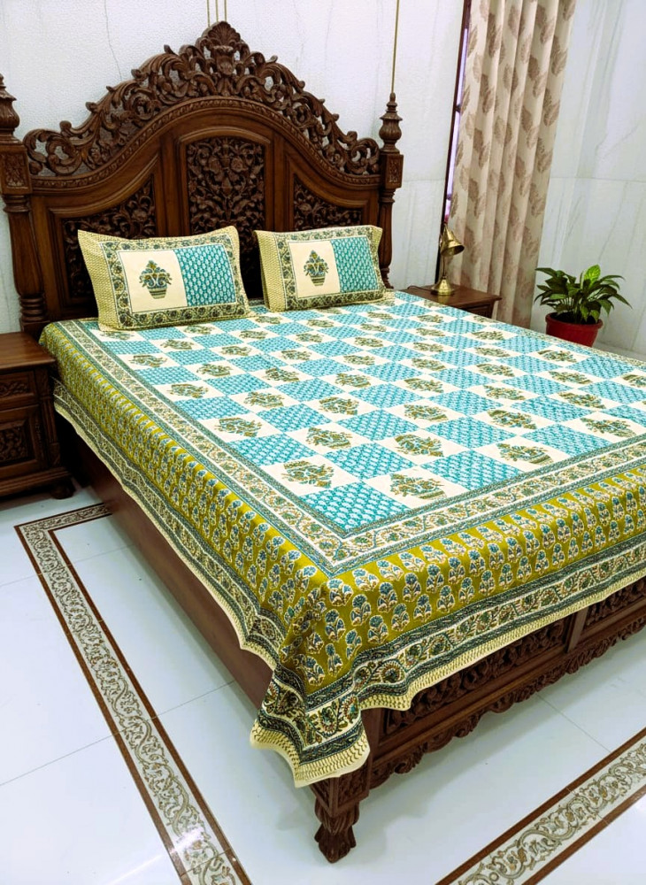 Image of Shubh Kalash Pure Cotton Super King Size Bedsheet