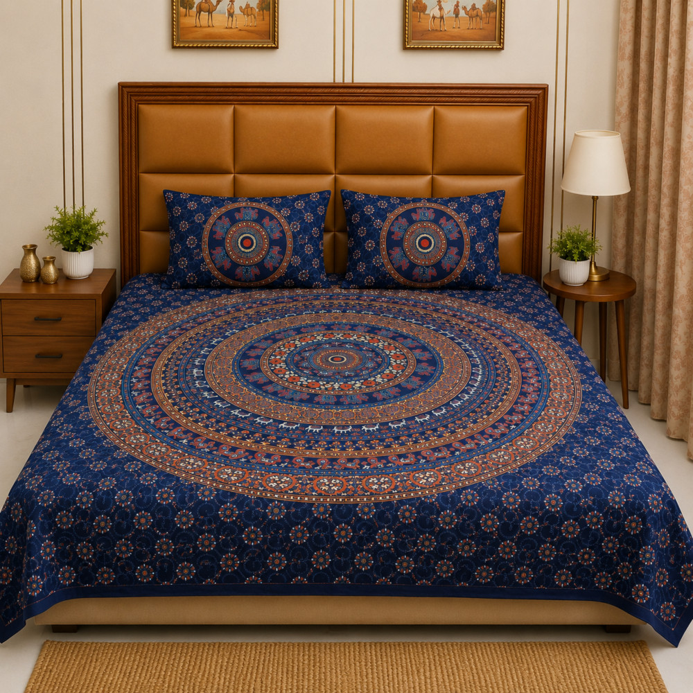 Image of Shyam  Mandala Pure Cotton Queen Size Bedsheet