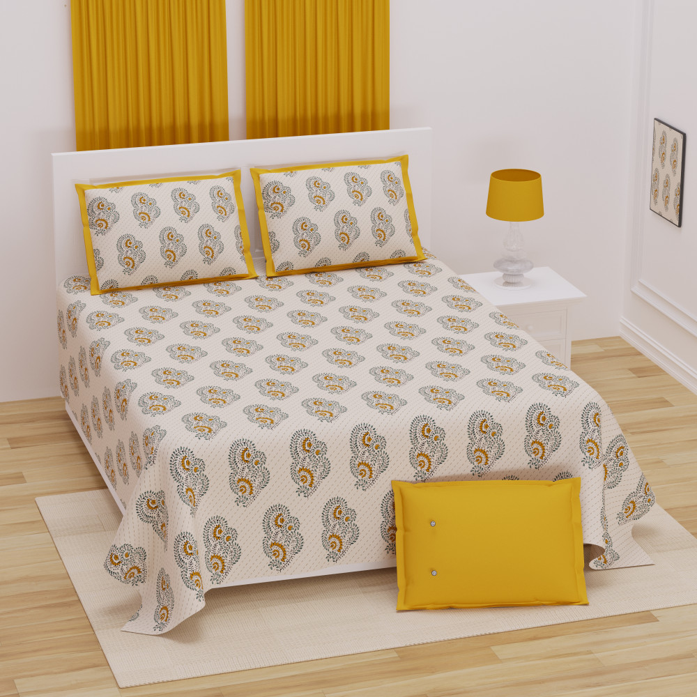 Image of Sun Paisley Pure Cotton Super King Size Bedsheet