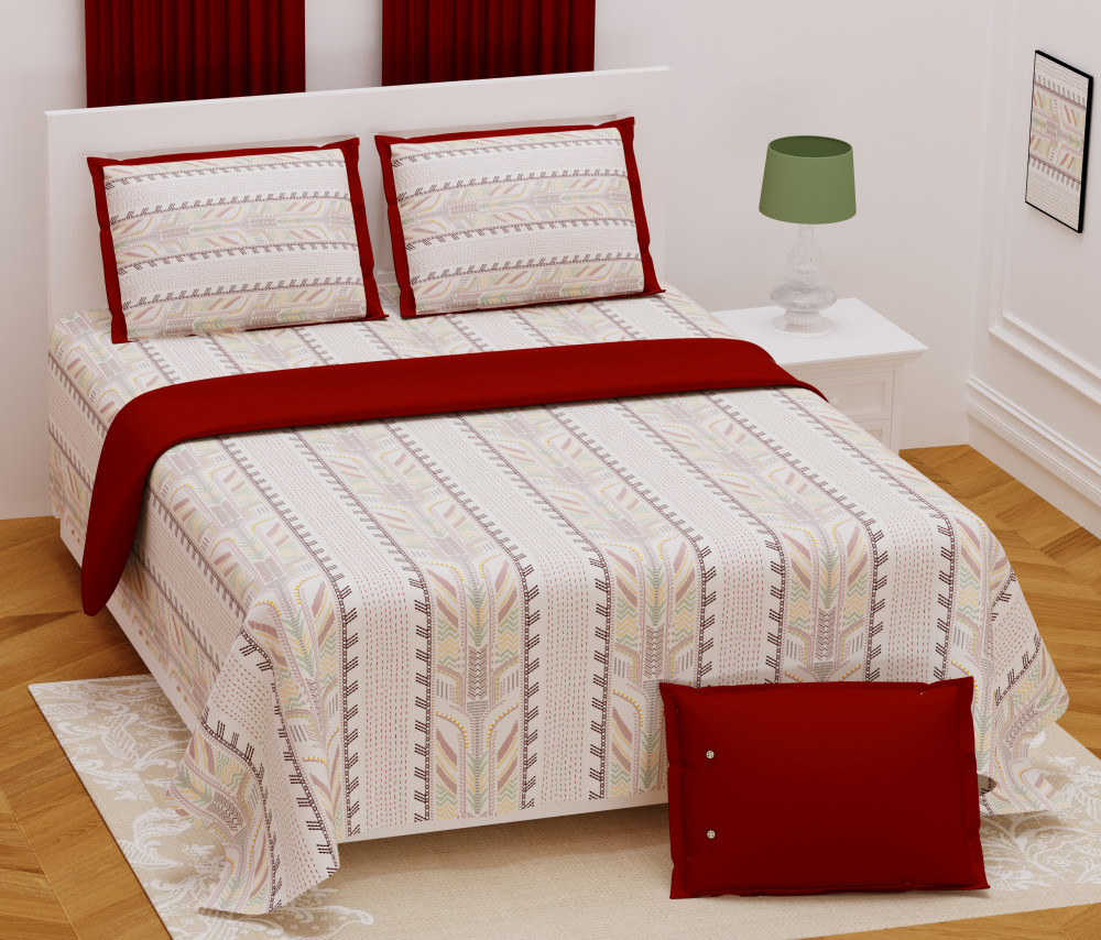Image of Tribal Lines Pure Cotton Super King Size Bedsheet