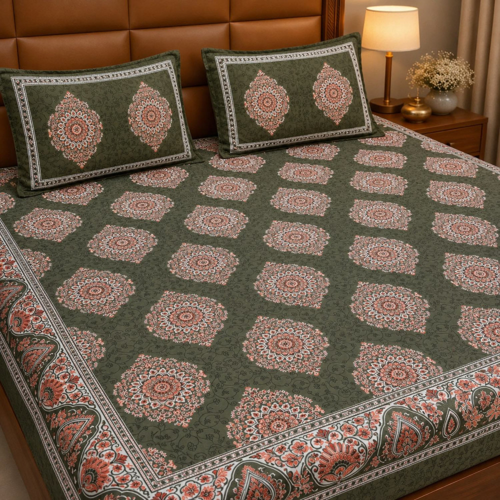 Image of Vanika Pure Cotton Queen Size Bedsheet