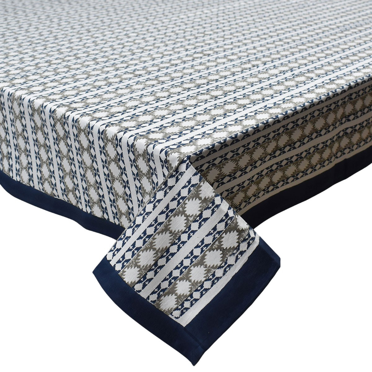 10 Seater Tablecloth 180x270 cms  Nordic Blue Greystone Stripe 202527