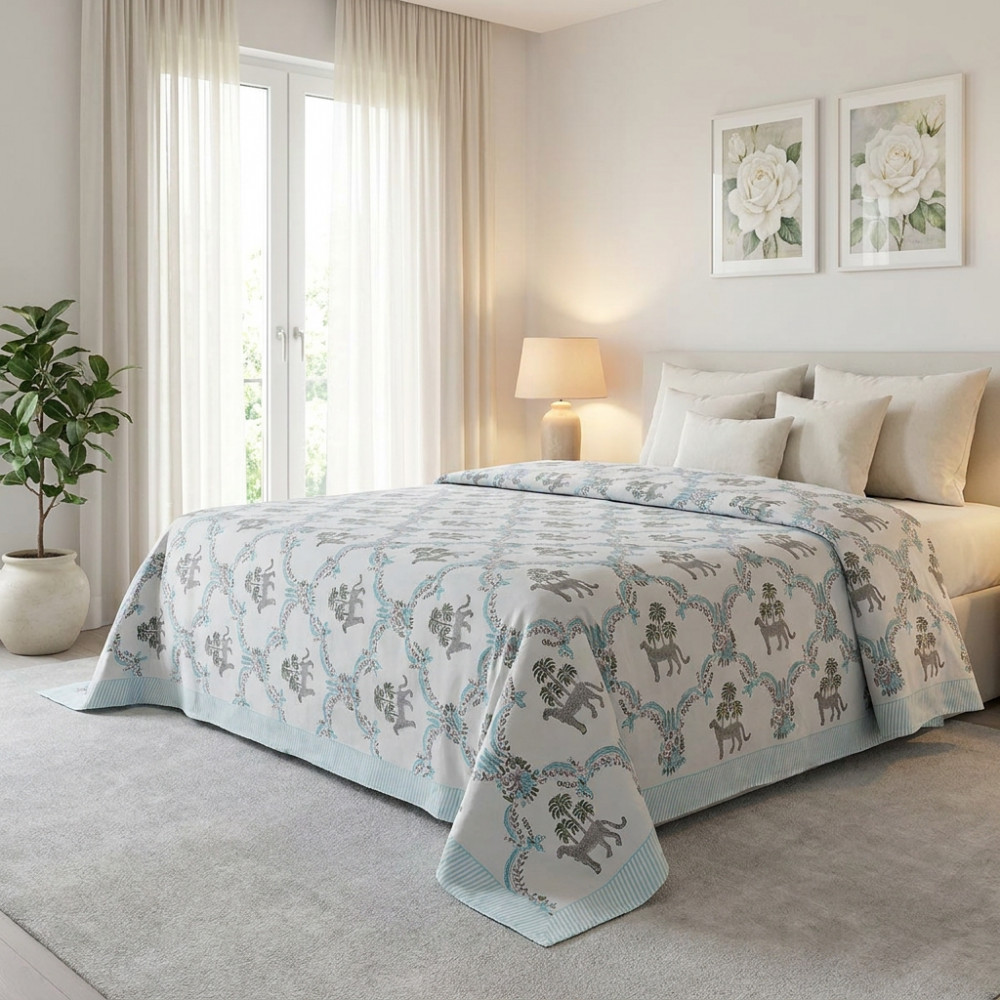 Image of Queen Size Percale Fine Cotton Bedspread with 2 Pillow Cases | 100880