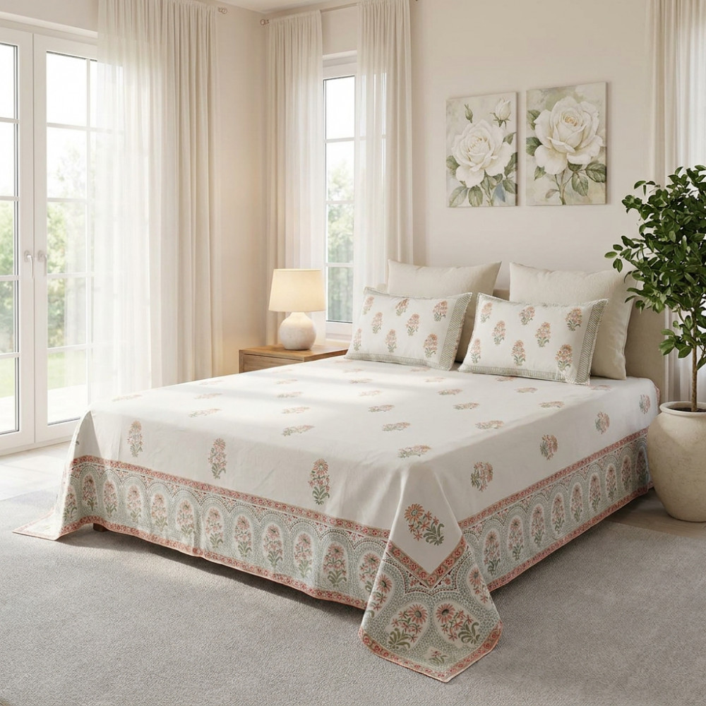 Image of Queen Size Percale Fine Cotton Bedspread with 2 Pillow Cases | 200063