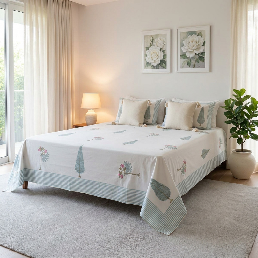 Image of Queen Size Percale Fine Cotton Bedspread with 2 Pillow Cases | 200067