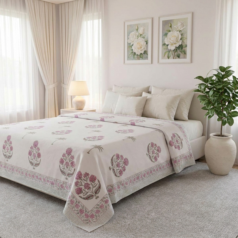 Image of Queen Size Percale Fine Cotton Bedspread with 2 Pillow Cases | 200077