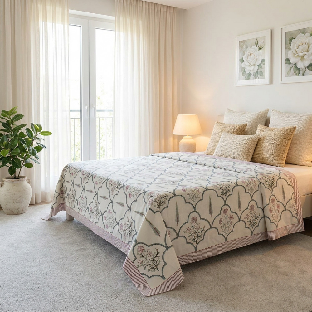 Image of Queen Size Percale Fine Cotton Bedspread with 2 Pillow Cases | 200081