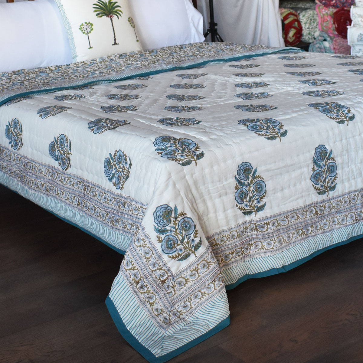 Hand Block Printed Cotton Queen Size Quilt 202524