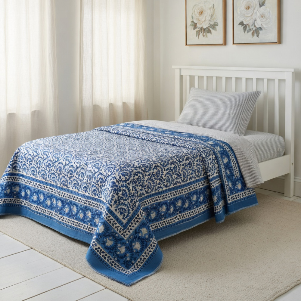 Image of Hand Block Printed Cotton Twin Size Dohar | 260515