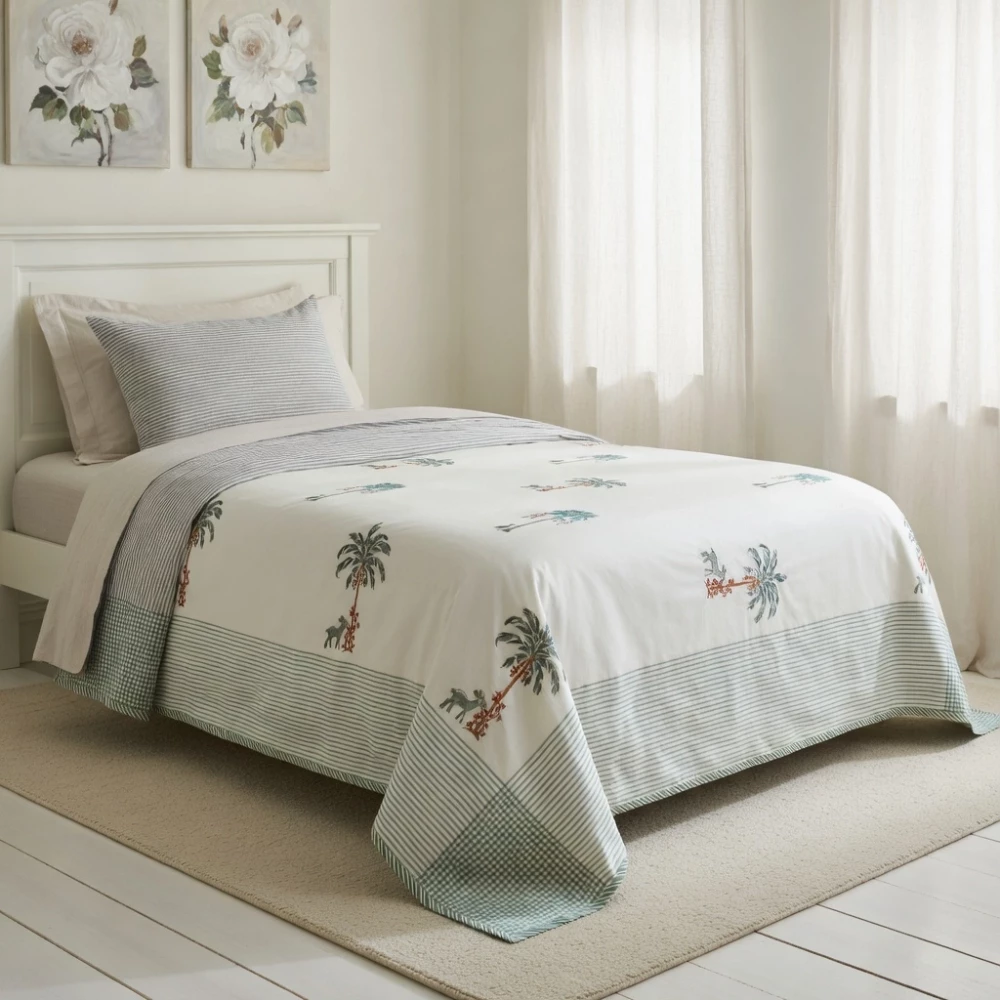 Image of Hand Block Printed Cotton Twin Size Dohar | 260520